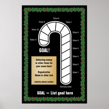 Classy Candy Cane Thermometer Poster by FundraisingAndGoals at Zazzle