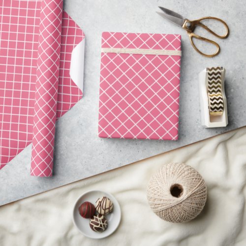 Classy Candy Pink Red White Check Pattern Wrapping Paper