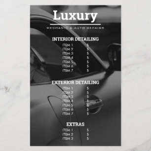 Classy Car Photo Repairs Mechanics Price List Flyer