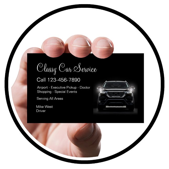 Classy Car Service Or Uber Driver Modern  Business Card (Creator Uploaded)