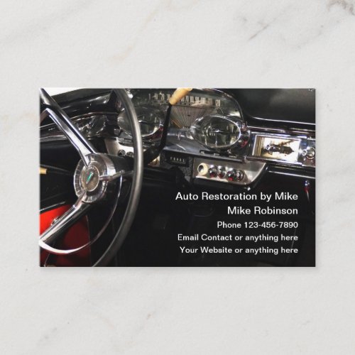 Classy Car Theme Auto Restoration Services Business Card