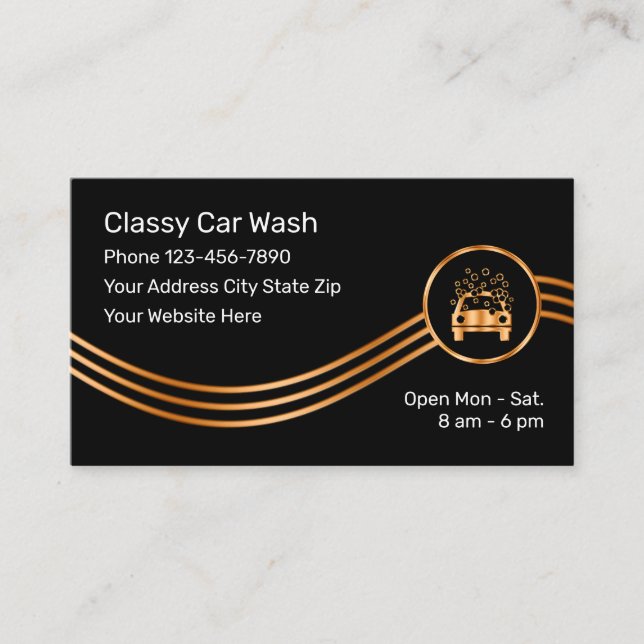 Classy Car Wash Business Cards (Front)