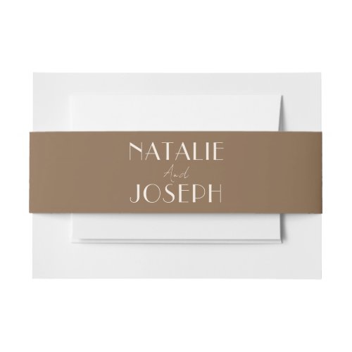Classy Caramel Brown Old Money Fancy Wedding Invitation Belly Band