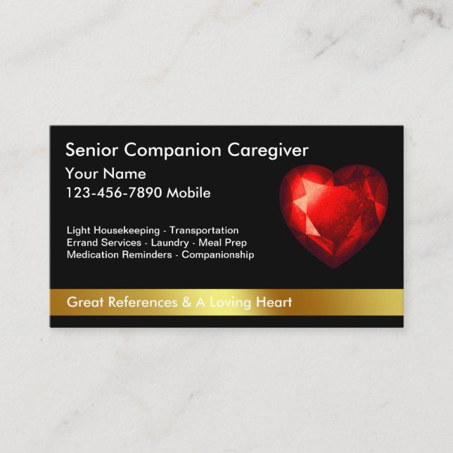 Classy Caregiver Business Cards (Front)
