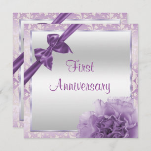 Classy Carnation & Bow 1st Wedding Anniversary Invitation