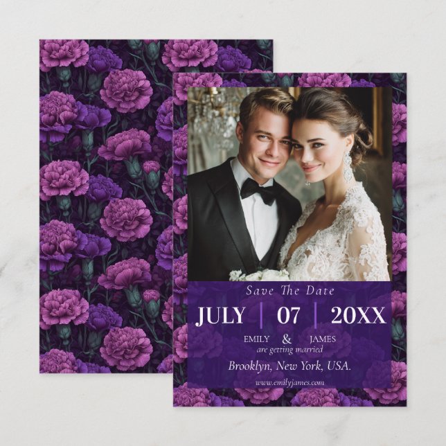 Classy Carnation Fantasy Minimalist Wedding Save The Date (Front/Back)