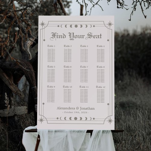 Classy Celestial Halloween Wedding Seating Charts Foam Board