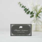 Classy Chalkboard Black White Graduate Student Calling Card (Standing Front)