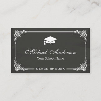 Classy Chalkboard Black White Graduate Student Calling Card
