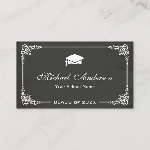 Classy Chalkboard Black White Graduate Student Calling Card