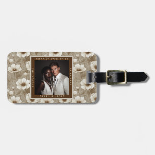 Classy Champagne Anemones Inspired Beach Wedding Luggage Tag