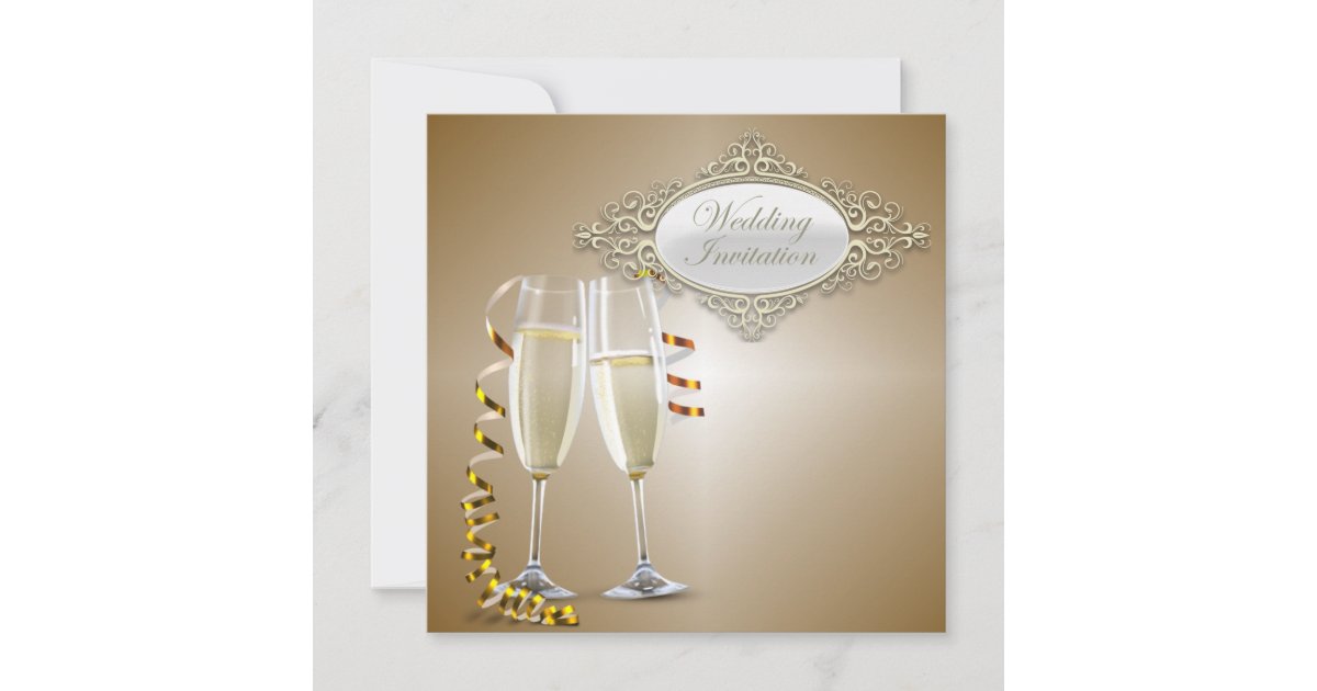 Classy Champagne glasses Wedding Invitation Zazzle