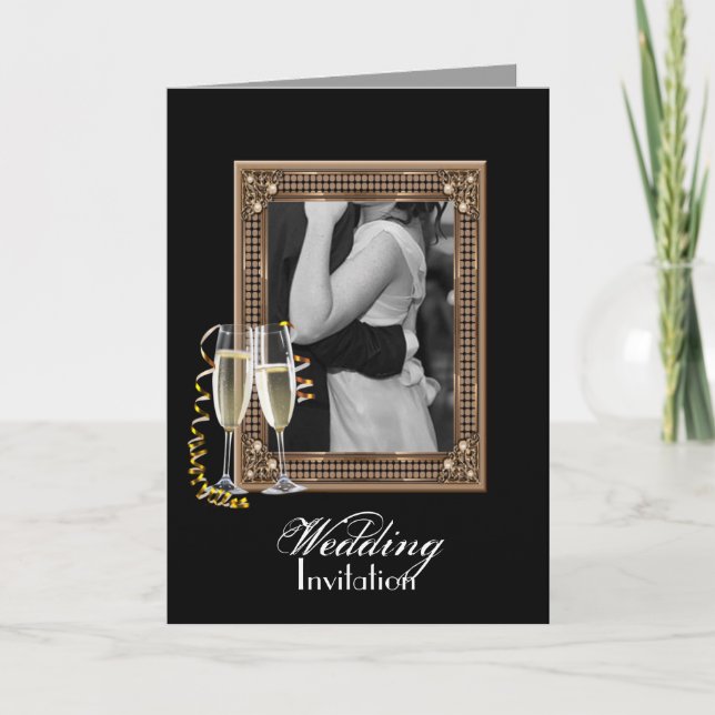 Classy Champagne glasses Wedding Invitation (Front)