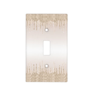 Classy Champagne Glitter Dripping Elegant Sparkly Light Switch Cover