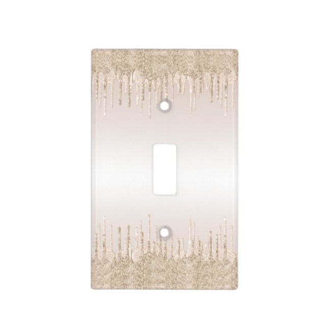 Classy Champagne Glitter Dripping Elegant Sparkly Light Switch Cover (Front)