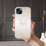 Classy Champagne Glitter Dripping Monogrammed Name iPhone 13 Case<br><div class="desc">Elegant iPhone case featuring champagne glitter dripping & custom monogram. Easily add the desired name & initial by clicking on the "personalize this template" option.</div>