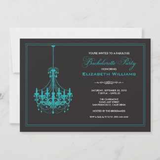 Classy Chandelier Bachelorette Invitation (aqua)