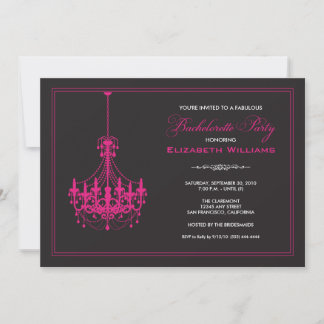 Classy Chandelier Bachelorette Invitation (pink)