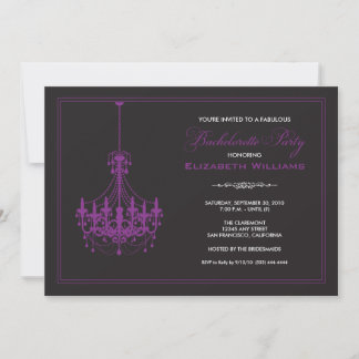 Classy Chandelier Bachelorette Invitation (purple)