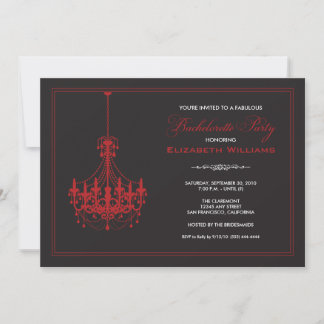 Classy Chandelier Bachelorette Invitation (red)