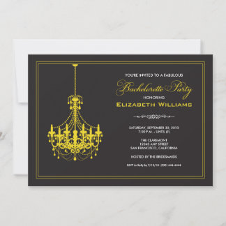 Classy Chandelier Bachelorette Invitation (yellow)