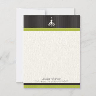 Classy Chandelier Custom Flat Note Cards (lime)