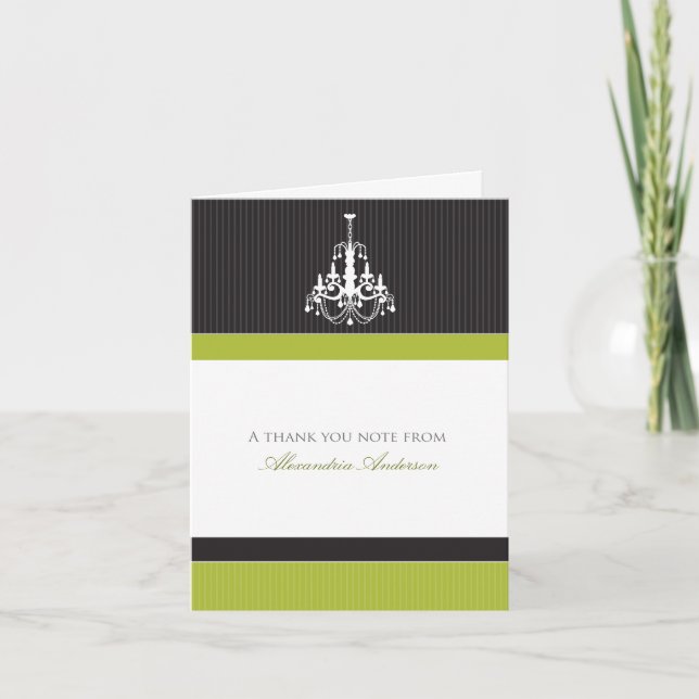 Classy Chandelier Custom Thank You Card (lime) (Front)