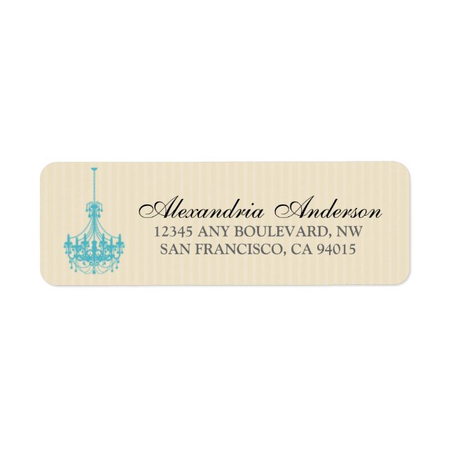 Classy Chandelier Return Address Label (aqua) (Front)