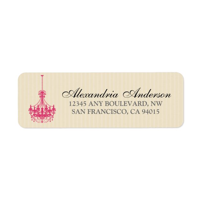 Classy Chandelier Return Address Label (fuchsia) (Front)