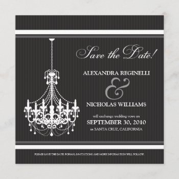 Classy Chandelier Save The Date (black/white) by TheWeddingShoppe at Zazzle