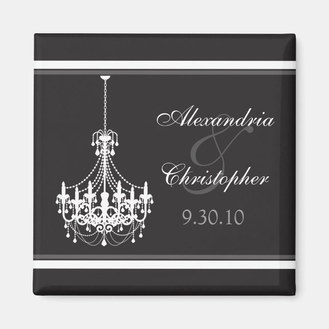 Classy Chandelier Wedding Favor Magnet (white) (Front)