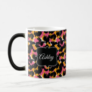 Classy Cheetah Print Pink Fun Monogram Custom Color Morph Mug