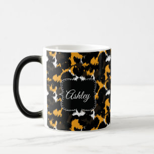 Classy Cheetah Print Splash Fun Monogram Custom Color Morph Mug