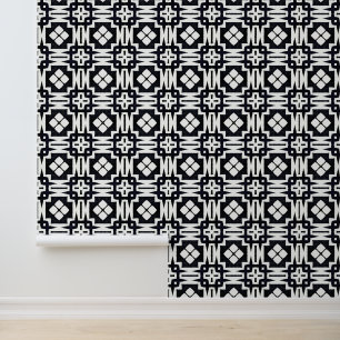Classy Chic Black and White Geometric Deco Modern Wallpaper
