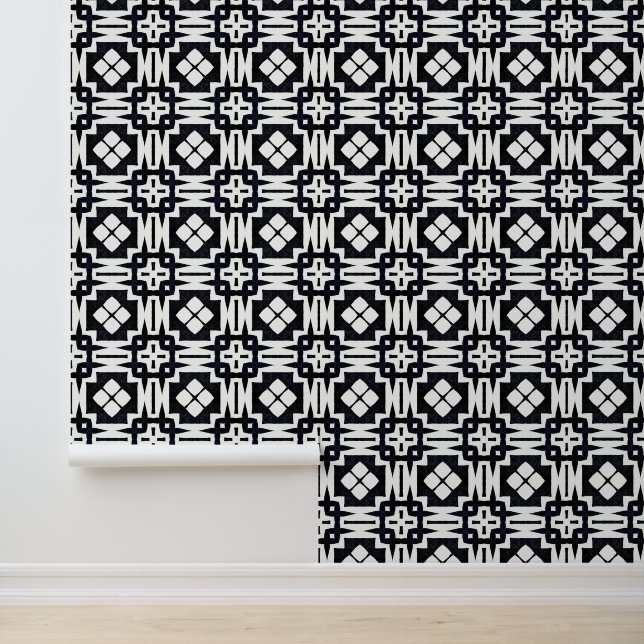 Classy Chic Black and White Geometric Deco Modern Wallpaper (Application)