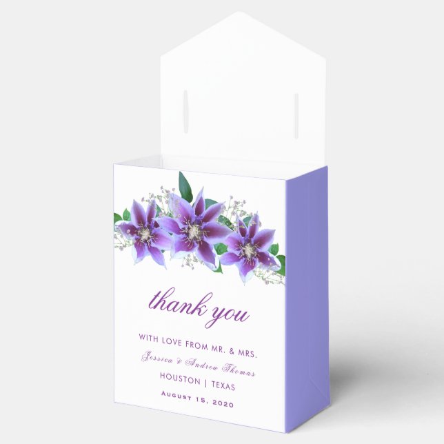 Classy Chic Clematis Wedding Favor Boxes (Opened)