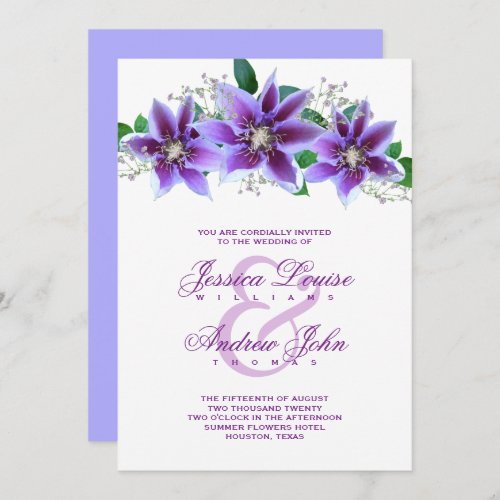 Classy Chic Clematis Wedding Invitation