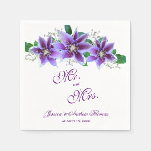 Classy Chic Clematis Wedding Paper Napkins
