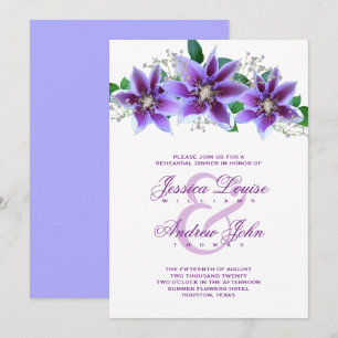 Classy Chic Clematis Wedding Rehearsal Dinner Invitation