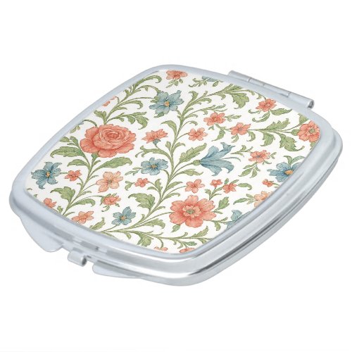 Classy Chic Compact Mirror With Floral Art Pattern