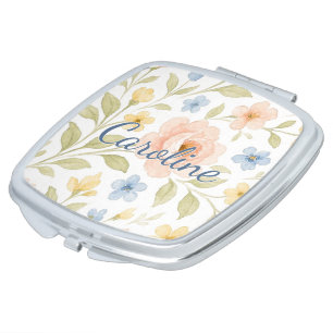 Classy Chic Compact Mirror With Floral Art Pattern