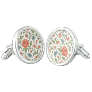 Classy Chic Cufflinks With Floral Art Pattern