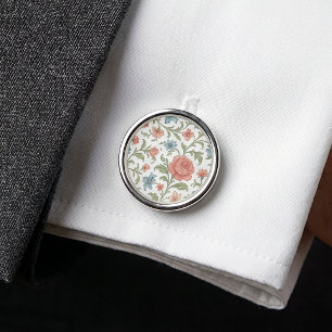 Classy Chic Cufflinks With Floral Art Pattern