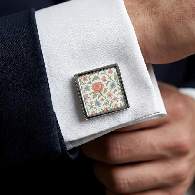 Classy Chic Cufflinks With Floral Art Pattern (Creator Uploaded)