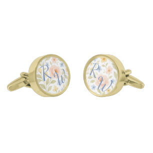 Classy Chic Cufflinks With Pastel Floral Art