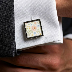 Classy Chic Cufflinks With Pastel Floral Art
