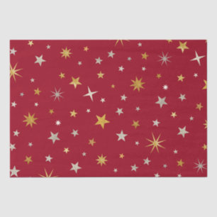 Classy Chic Elegant Gold Silver Red Christmas Star Tissue Paper