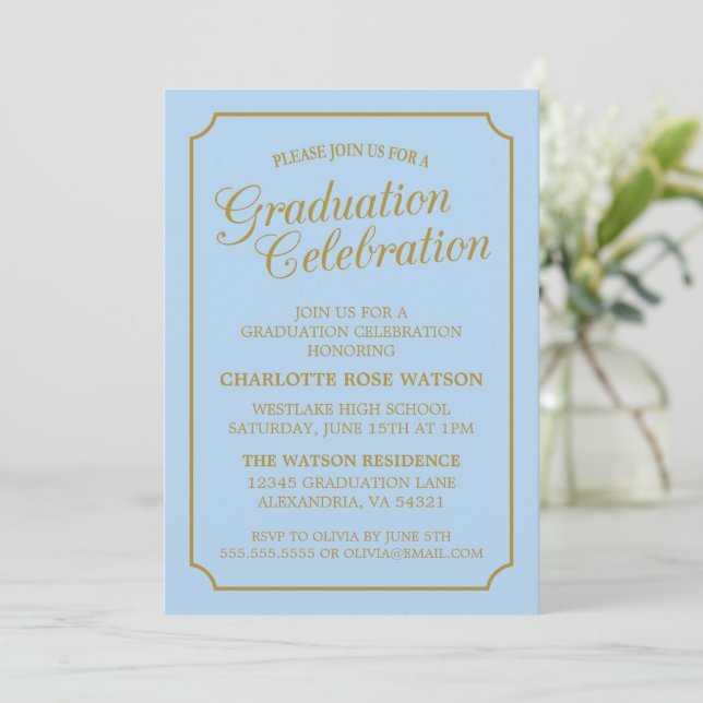 CLASSY CHIC ELEGANT GRADUATION PARTY INVITATION (Standing Front)