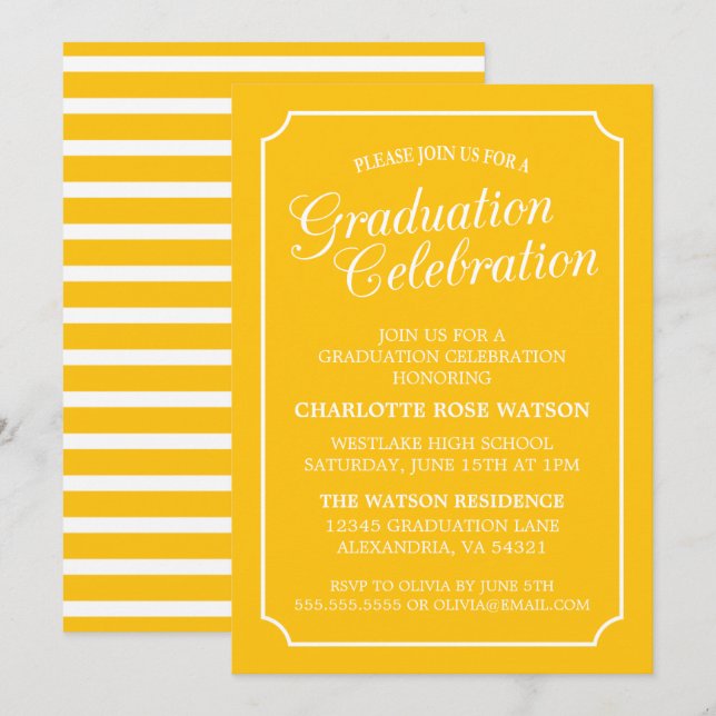CLASSY CHIC ELEGANT GRADUATION PARTY INVITATION (Front/Back)
