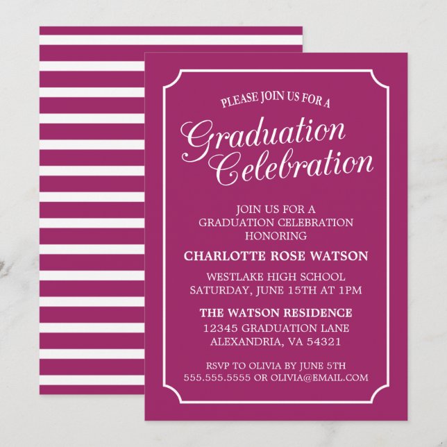 CLASSY CHIC ELEGANT GRADUATION PARTY INVITATION (Front/Back)